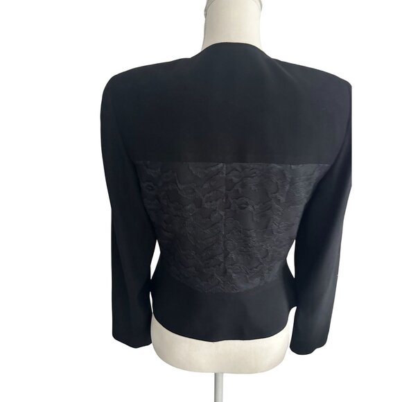 ZELDA Vintage Black Lace Paneled Long Sleeve Jacket Blazer Size 6 - Picture 2 of 7